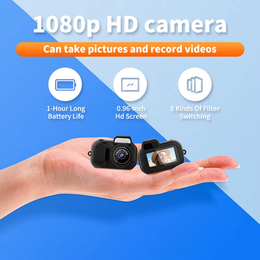 Mini Camera with Screen Indoor Home Outdoor Sport HD 1080P Portable Vintage Very Small Camcorder Video Recorder Support TF Card